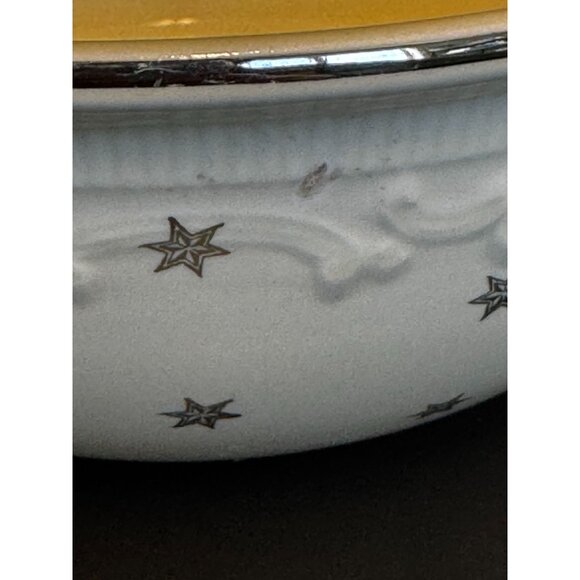 Vintage Homer Laughlin Oven Serve Casserole With Lid Platinum Stars Embossed Pat - Picture 5 of 14